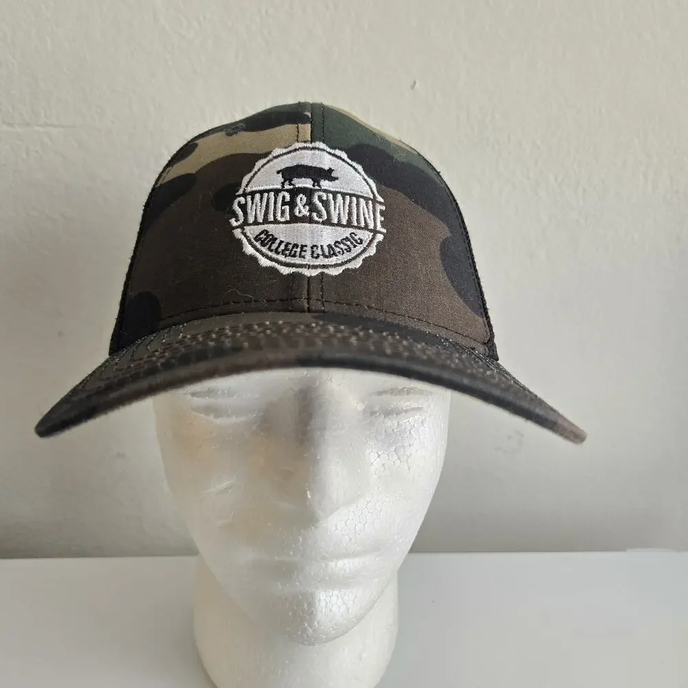 Swig & Swine College Classic Camo Mesh‎ Trucker Hat Snapback Cap Style